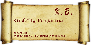 Király Benjamina névjegykártya